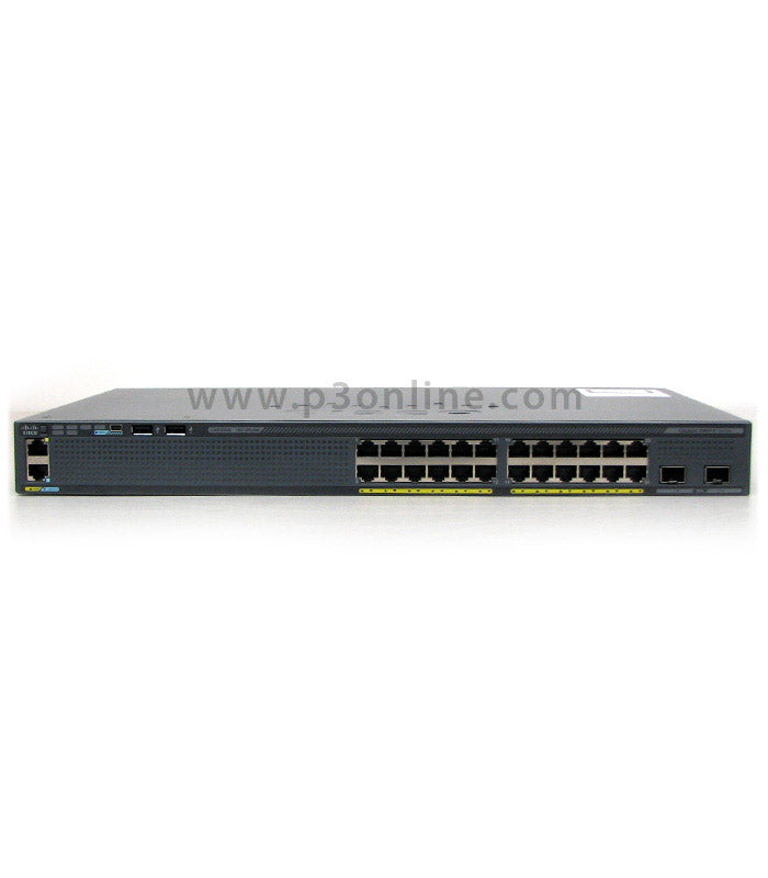 WS-C2960X-24PD-L switch with 24p PoE, 2p 10G SFP+, and Stacking