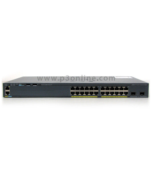 WS-C2960X-24PD-L switch with 24p PoE, 2p 10G SFP+, and Stacking